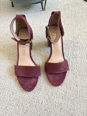 Sole Society Burgundy Open-Toe Ankle Strap Heels 7.5